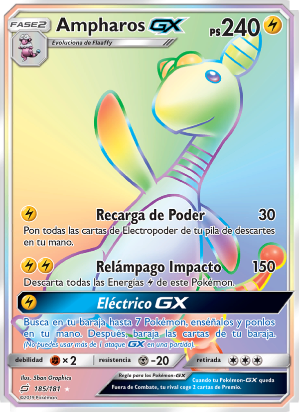 Ampharos GX 185 — Team Up (Spanish Pokémon TCG card)