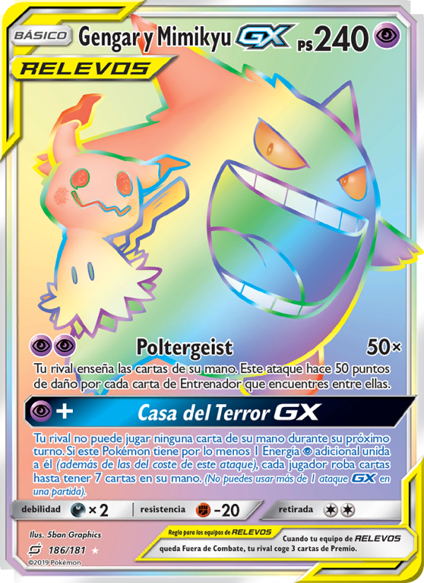 Gengar y Mimikyu GX 186 — Team Up (Spanish Pokémon TCG card)