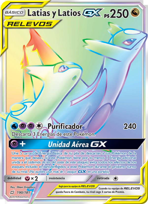 Latias y Latios GX 190 — Team Up (Spanish Pokémon TCG card)