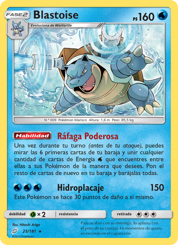 Blastoise 25 — Team Up (Spanish Pokémon TCG card)