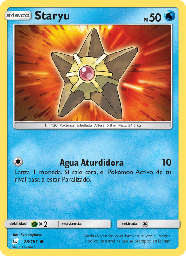 Staryu 28 — Team Up (Spanish Pokémon TCG card)