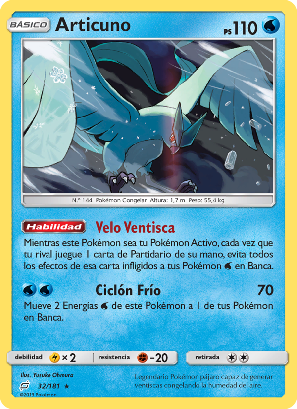 Articuno 32 — Team Up (Spanish Pokémon TCG card)