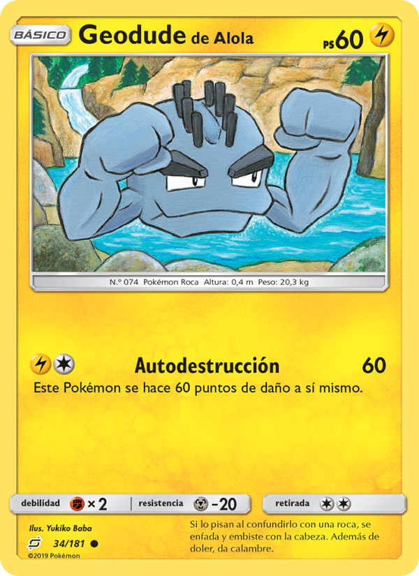 Geodude de Alola 34 — Team Up (Spanish Pokémon TCG card)