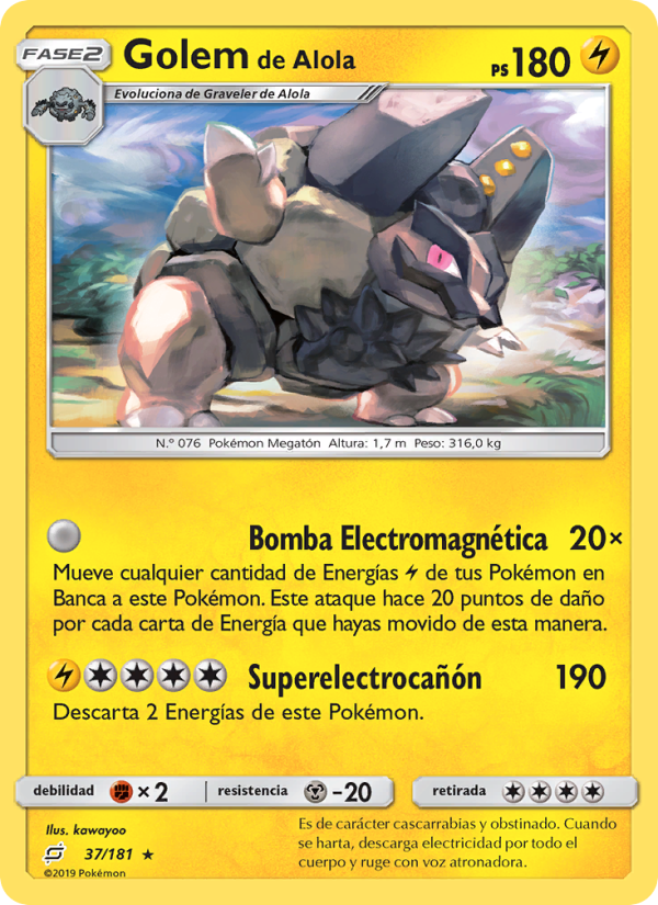 Golem de Alola 37 — Team Up (Spanish Pokémon TCG card)