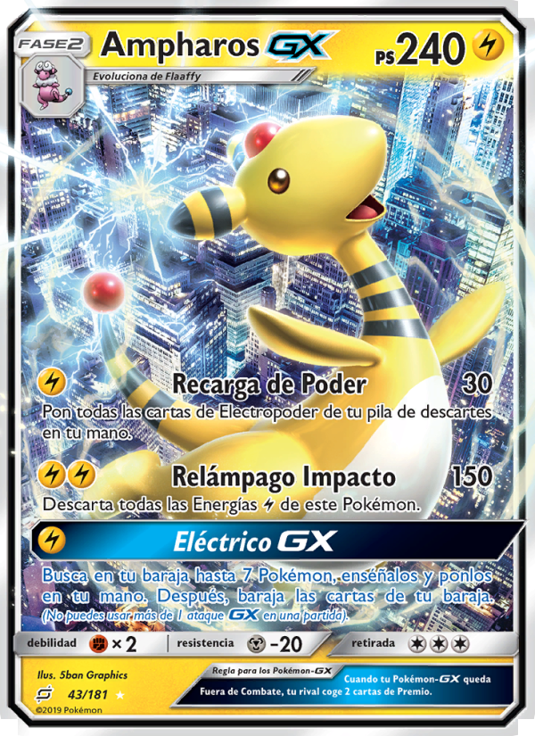 Ampharos GX 43 — Team Up (Spanish Pokémon TCG card)