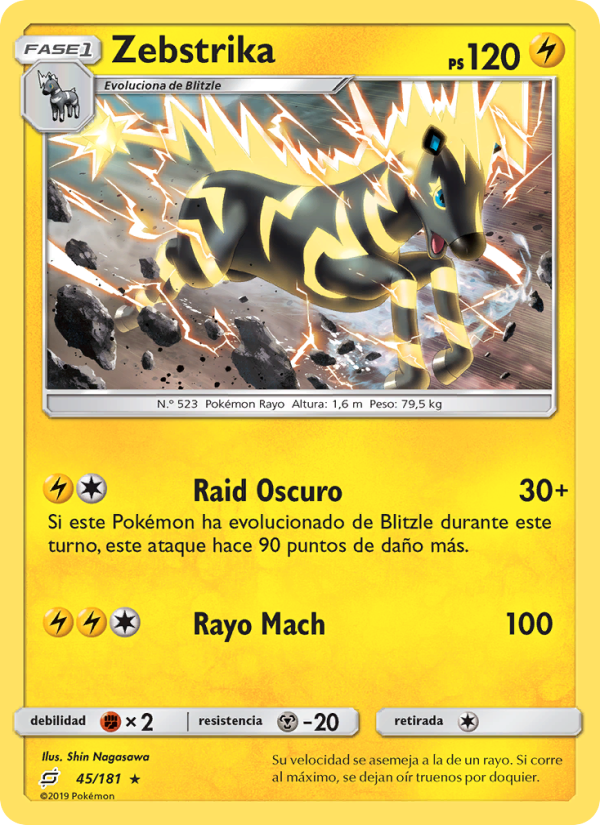 Zebstrika 45 — Team Up (Spanish Pokémon TCG card)