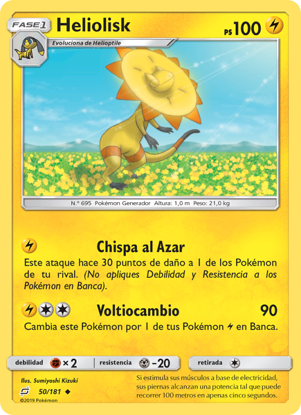 Heliolisk 50 — Team Up (Spanish Pokémon TCG card)