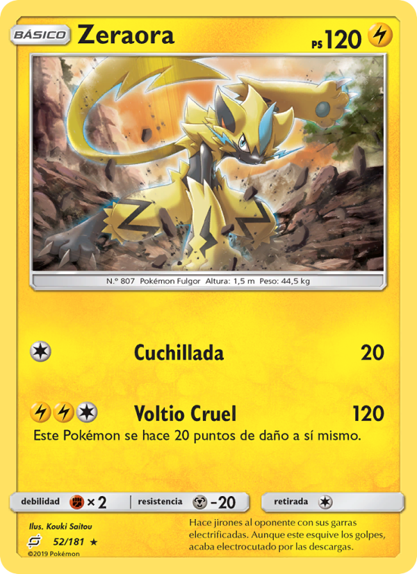 Zeraora 52 — Team Up (Spanish Pokémon TCG card)
