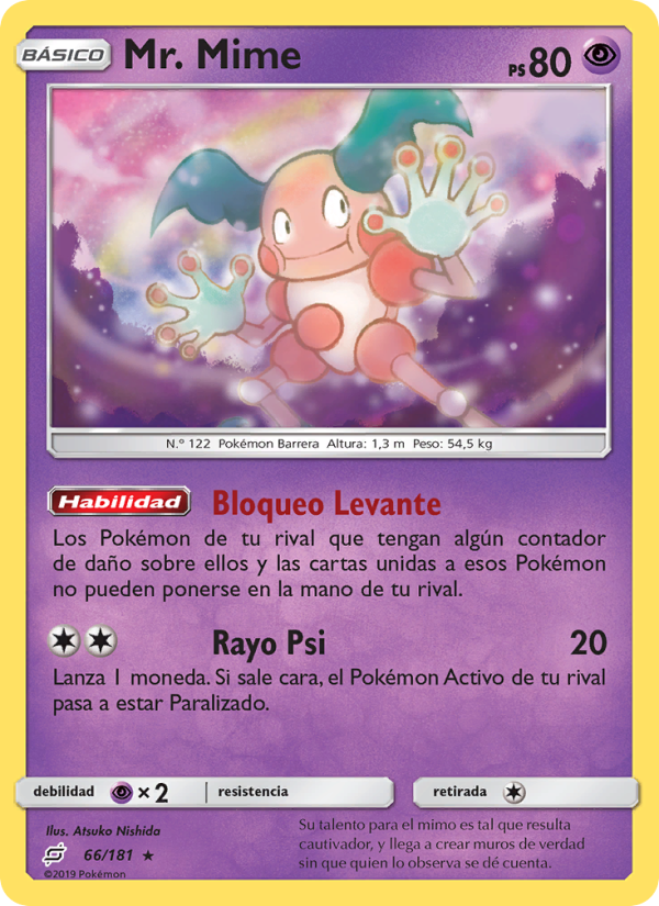 Mr. Mime 66 — Team Up (Spanish Pokémon TCG card)