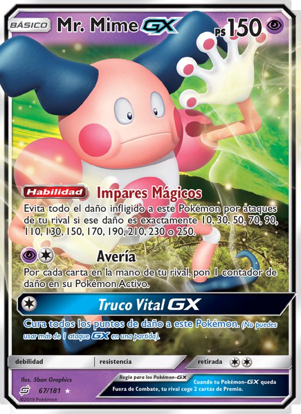 Mr. Mime GX 67 — Team Up (Spanish Pokémon TCG card)