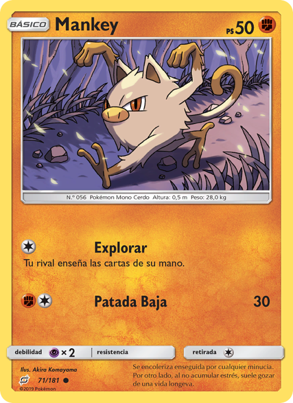 Mankey 71 — Team Up (Spanish Pokémon TCG card)