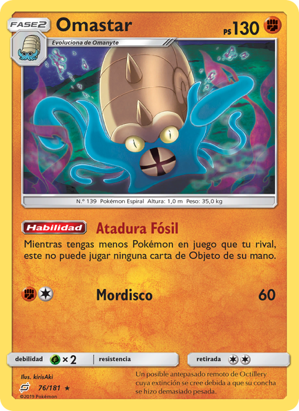 Omastar 76 — Team Up (Spanish Pokémon TCG card)