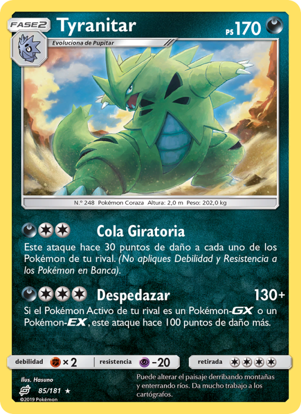Tyranitar 85 — Team Up (Spanish Pokémon TCG card)