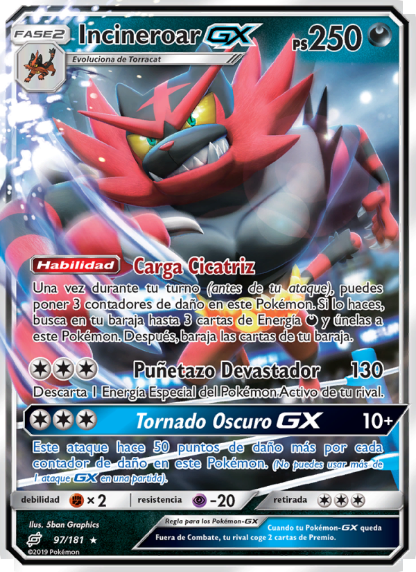 Incineroar GX 97 — Team Up (Spanish Pokémon TCG card)