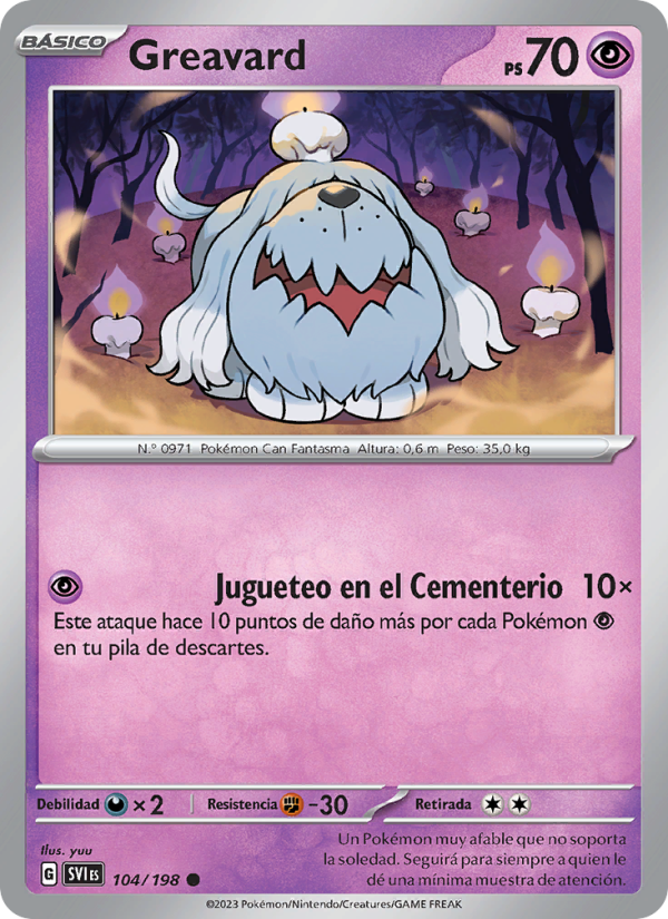 Greavard 104 — Scarlet & Violet (Spanish Pokémon TCG card)