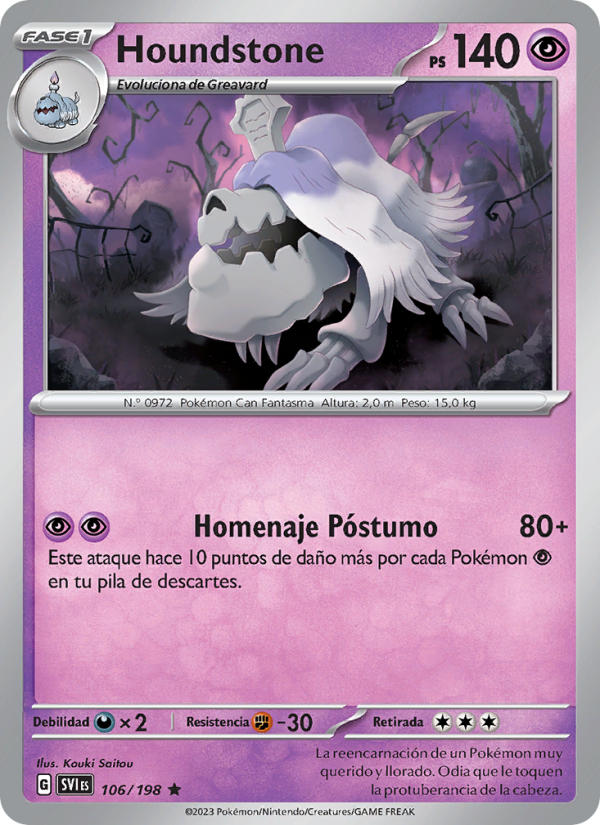 Houndstone 106 — Scarlet & Violet (Spanish Pokémon TCG card)
