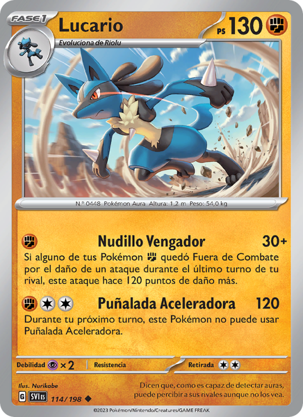 Lucario 114 — Scarlet & Violet (Spanish Pokémon TCG card)