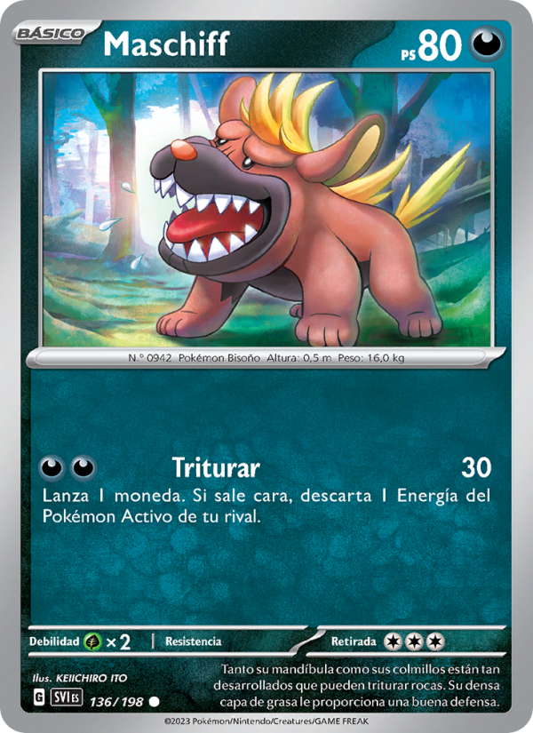 Maschiff 136 — Scarlet & Violet (Spanish Pokémon TCG card)