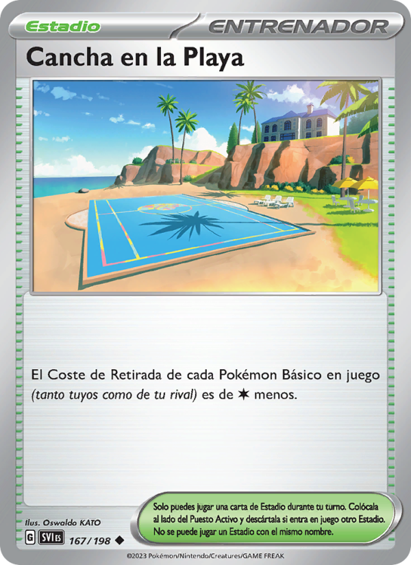 Cancha en la Playa 167 — Scarlet & Violet (Spanish Pokémon TCG card)