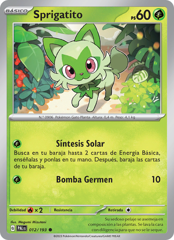 Sprigatito 012 — Paldea Evolved (Spanish Pokémon TCG card)