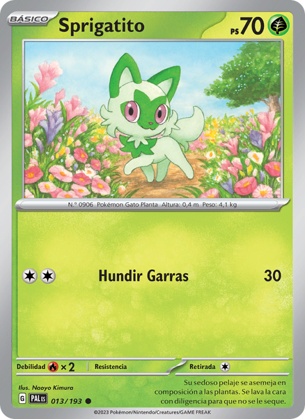 Sprigatito 013 — Paldea Evolved (Spanish Pokémon TCG card)
