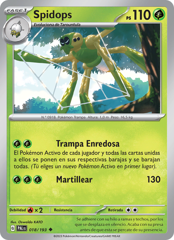 Spidops 018 — Paldea Evolved (Spanish Pokémon TCG card)