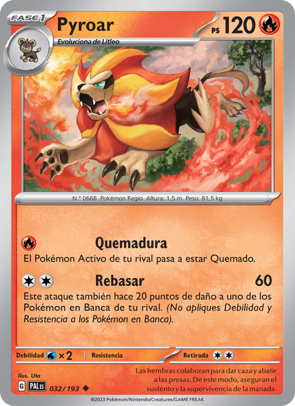 Pyroar 032 — Paldea Evolved (Spanish Pokémon TCG card)