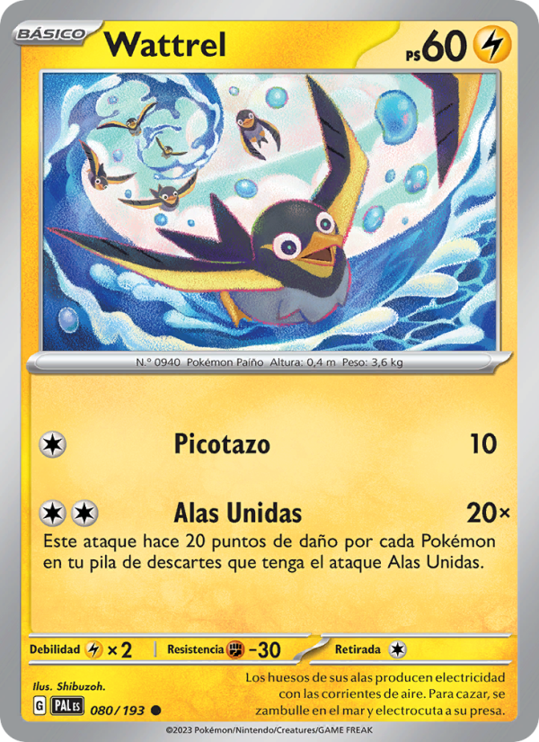 Wattrel 080 — Paldea Evolved (Spanish Pokémon TCG card)