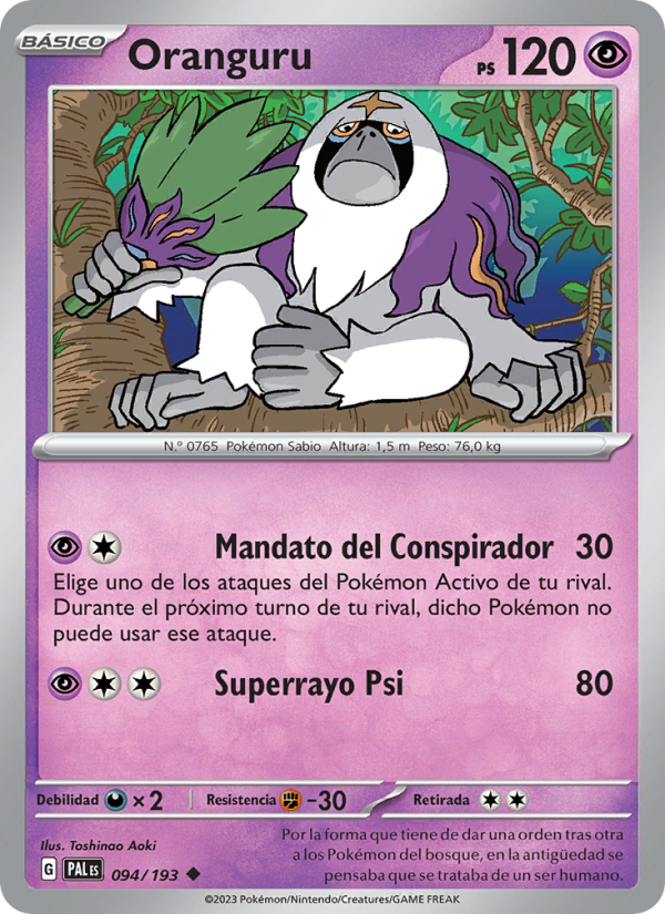 Oranguru 094 — Paldea Evolved (Spanish Pokémon TCG card)