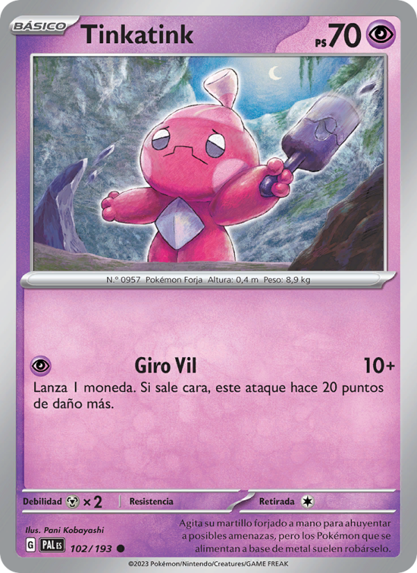 Tinkatink 102 — Paldea Evolved (Spanish Pokémon TCG card)