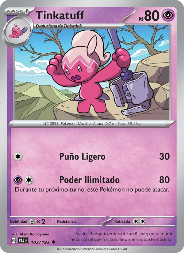 Tinkatuff 103 — Paldea Evolved (Spanish Pokémon TCG card)