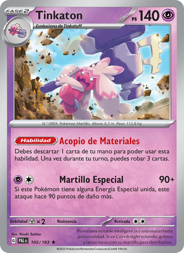 Tinkaton 105 — Paldea Evolved (Spanish Pokémon TCG card)