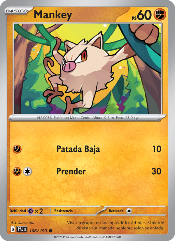 Mankey 106 — Paldea Evolved (Spanish Pokémon TCG card)