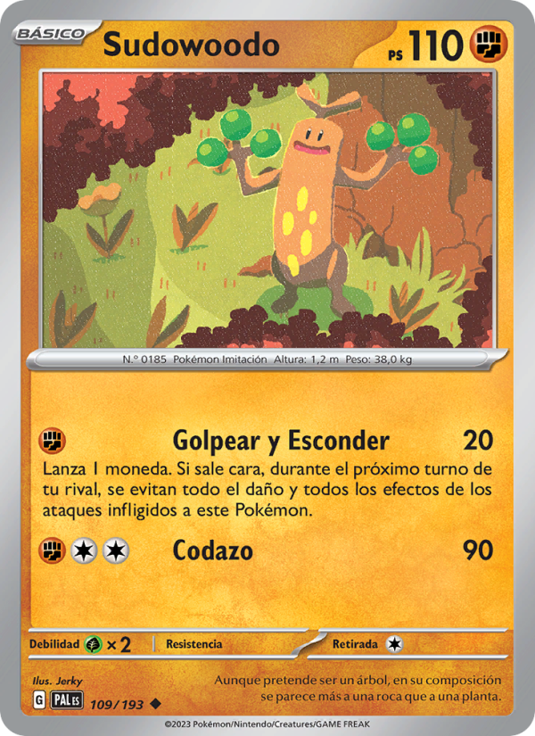 Sudowoodo 109 — Paldea Evolved (Spanish Pokémon TCG card)