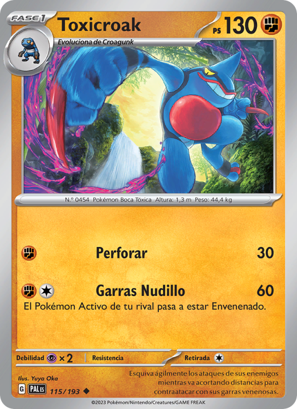 Toxicroak 115 — Paldea Evolved (Spanish Pokémon TCG card)