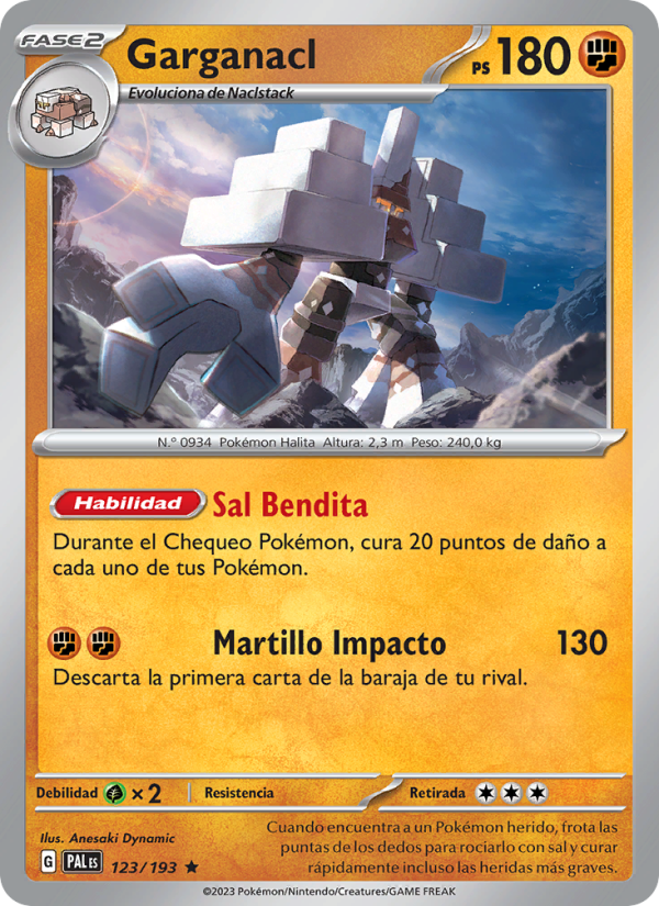 Garganacl 123 — Paldea Evolved (Spanish Pokémon TCG card)