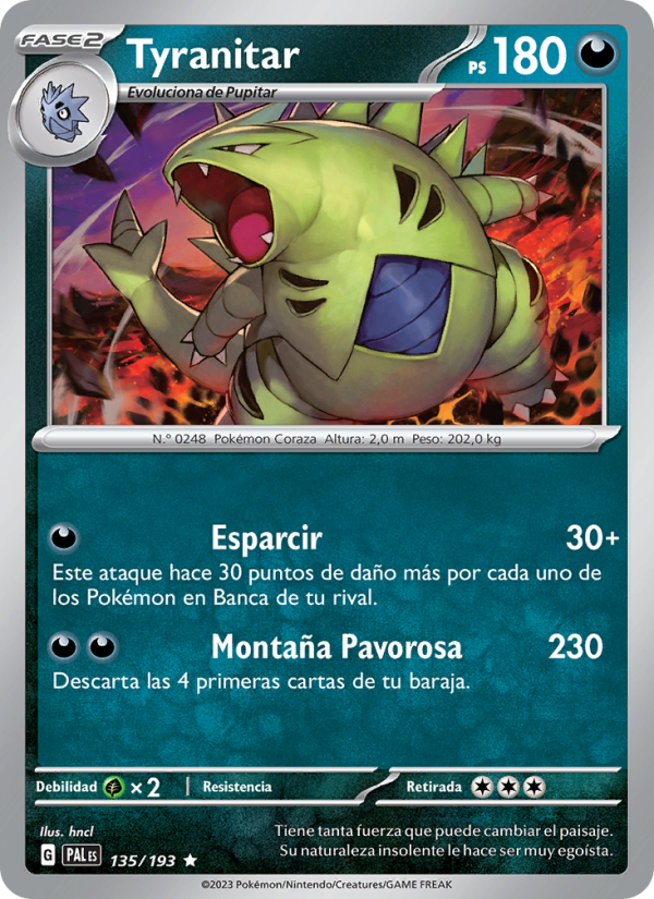 Tyranitar 135 — Paldea Evolved (Spanish Pokémon TCG card)