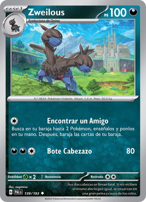 Zweilous 139 — Paldea Evolved (Spanish Pokémon TCG card)