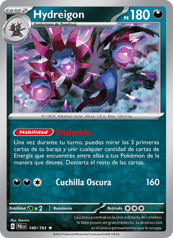 Hydreigon 140 — Paldea Evolved (Spanish Pokémon TCG card)