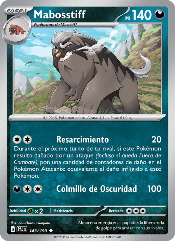 Mabosstiff 143 — Paldea Evolved (Spanish Pokémon TCG card)