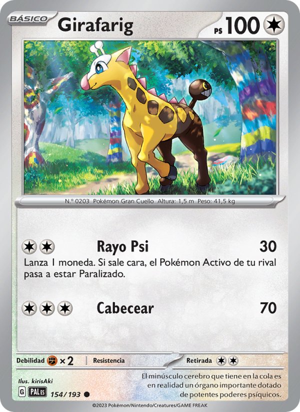 Girafarig 154 — Paldea Evolved (Spanish Pokémon TCG card)