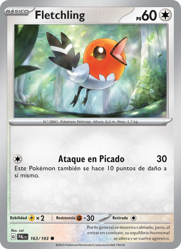 Fletchling 163 — Paldea Evolved (Spanish Pokémon TCG card)
