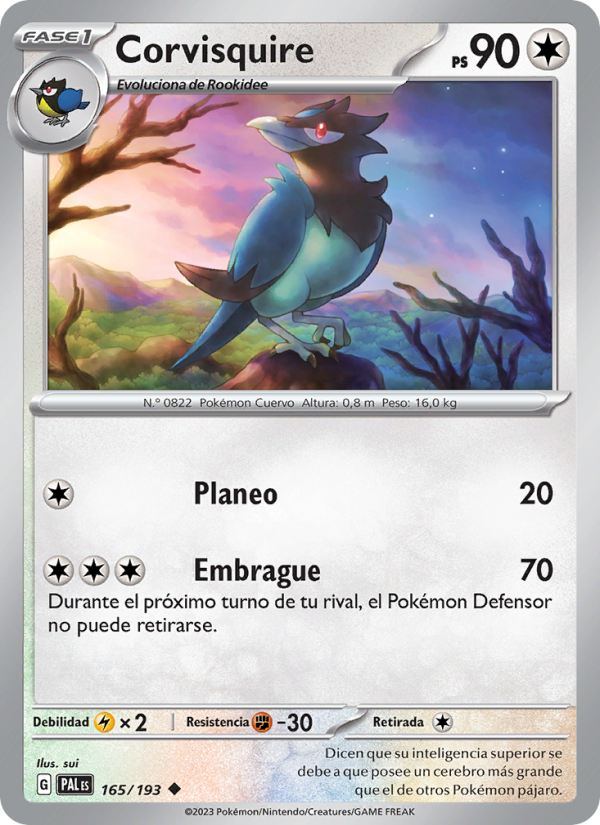 Corvisquire 165 — Paldea Evolved (Spanish Pokémon TCG card)