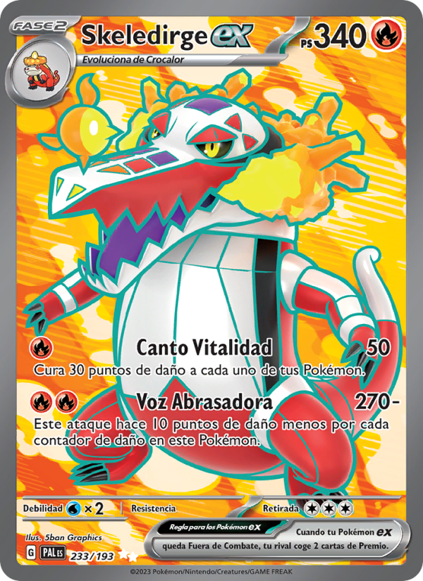 Skeledirge ex 233 — Paldea Evolved (Spanish Pokémon TCG card)