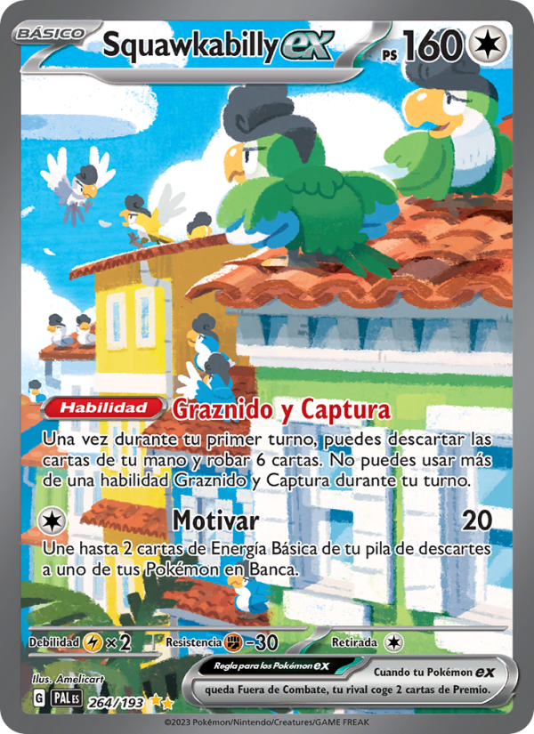 Squawkabilly ex 264 — Paldea Evolved (Spanish Pokémon TCG card)