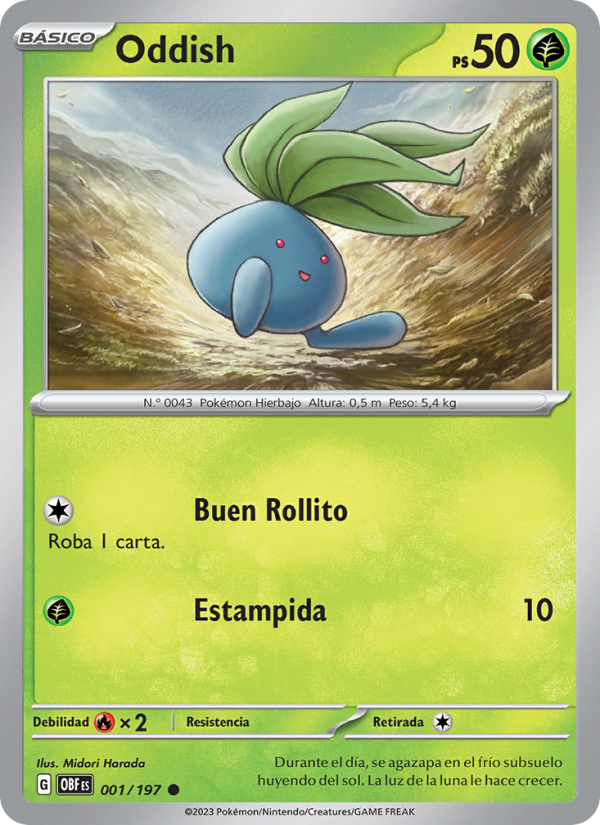 Oddish 001 — Obsidian Flames (Spanish Pokémon TCG card)