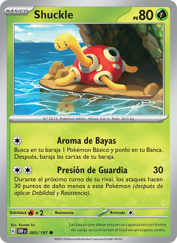 Shuckle 005 — Obsidian Flames (Spanish Pokémon TCG card)