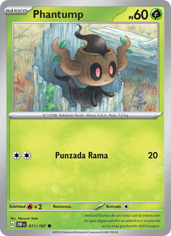 Phantump 011 — Obsidian Flames (Spanish Pokémon TCG card)