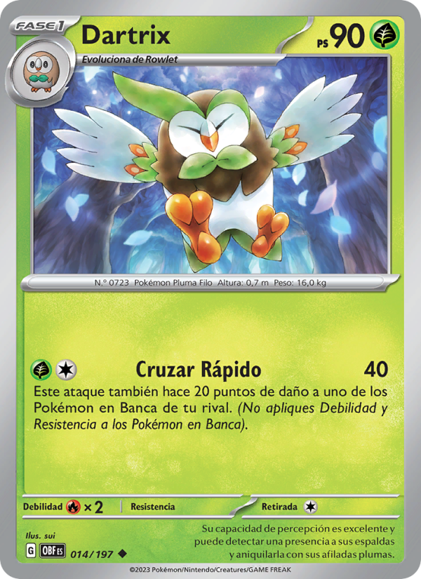 Dartrix 014 — Obsidian Flames (Spanish Pokémon TCG card)