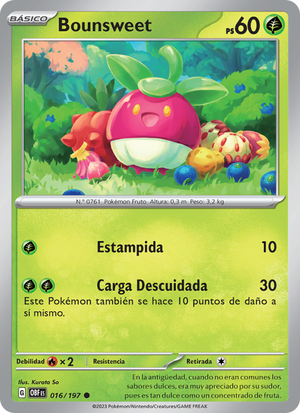 Bounsweet 016 — Obsidian Flames (Spanish Pokémon TCG card)